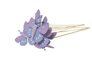 10er-Pack Schmetterling lila Holz auf 50cm Stick