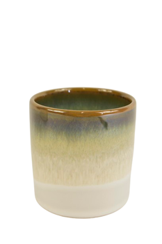 CYLINDER POT CERAMIC D6,5X7H CREAM/BROWN