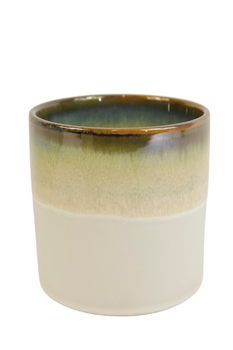 CYLINDER POT CERAMIC D10.5X10.5H CREAM/BROWN