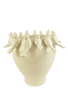 TOPF/VÖGEL KERAMIK D40X38.5H CREME