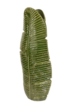 VASE BLATT KERAMIK 19X11X46.5H GRÜN