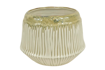 TOPF KERAMIK GLASIERT D20X14,8 CREME/WEISS