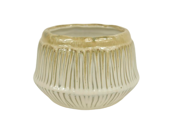 TOPF KERAMIK GLASIERT D17X10,7H CREME/WEISS