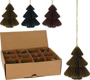 HANGDECO BOOM PAPIER HONINGRAAT 8CM 3 ASSORTIE GREEN MIX