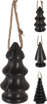 HANGDECO KERSTBOOM MANGOHOUT D4,5 H9,5CM ZWART 3 ASSORTIE