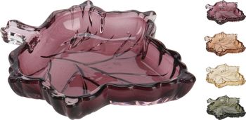 SCHAALTJE GLAS 14X2X11CM BLAD DESIGN 4 ASSORTIE