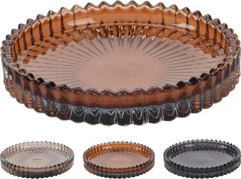 KAARSEN PLATEAU GLAS RIBBEL D10 H1,5CM 3 ASSORTIE KLEUR