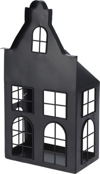 LANTAARN HUIS METAAL 16X9X30CM ZWART