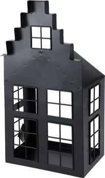 LANTAARN HUIS METAAL 21X14X41CM ZWART