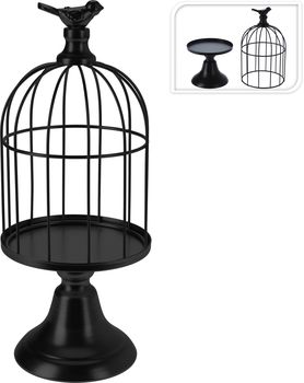 ETAGERE VOGELKOOI OP VOET D12 H29CM ZWART METAAL