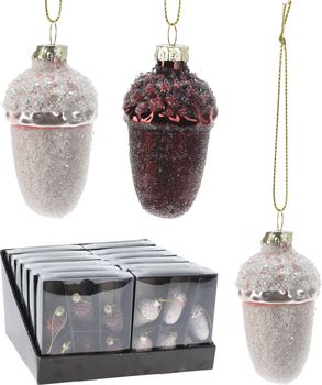 EIKEL HANGDECO GLAS SET VAN 6 D4 H6,5CM ROZE BORDO ASSORTIE