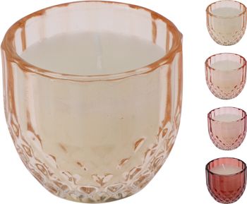 GEURKAARS IN GLAS DIAMOND D6,5 H6 CM 4 ASSORTIE KLEUR