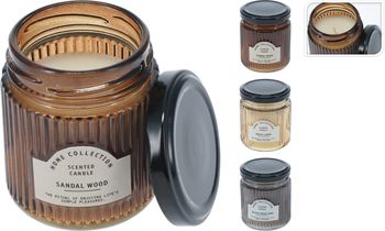 GEURKAARS IN GLAS MET DEKSEL D6 H7,5CM 3 ASSORTIE GEUR/KLEUR