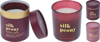 GEURKAARS IN GLAS BORDO D10 H12,5CM  2 ASSORTIE