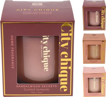 GEURKAARS IN GLAS CITY CHIQUE D7 H8CM 4 ASSORTIE KLEUR/GEUR