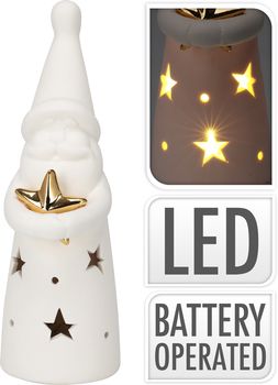 KERSTMAN MET STER GOUD 7X5X16CM LED 2 ASSORTIE INCL. 2X LR44