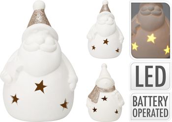 KERSTMAN MET STER GOUD 7,5X8,5X14CM LED 2 ASSORTIE INCL. 2X LR44