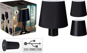 FLESSEN LAMP 10X8CM ZWART 2 ASSORTIE USB OPLAADBAAR/ DIMBAAR