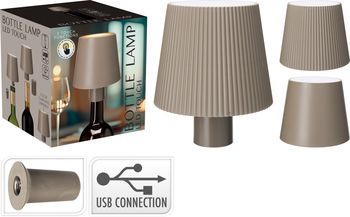FLESSEN LAMP 10X8CM TAUPE 2 ASSORTIE USB OPLAADBAAR/ DIMBAAR