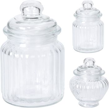 VOORRAADPOT GLAS 2 ASSORTIE VORMEN 12CM