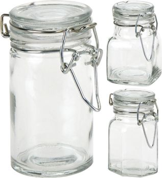 VOORRAADPOT GLAS 60ML 3 ASSORTIE 5X5X9CM