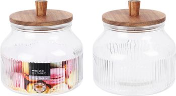 VOORRAADPOT GLAS 1750ML MET HOUTEN DEKSEL