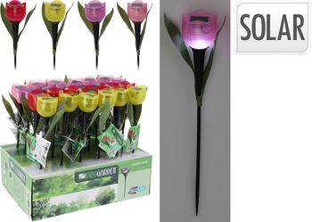 GARTENSTECKER TULPE SOLAR 4 FARBEN IM DISPLAY