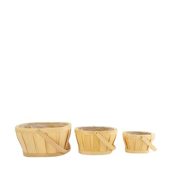 S/3 Basket fir wood with plastic 28x22x28cm FSC 100% Natural