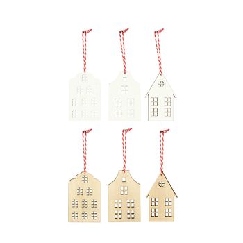 Hanger house ply wood 6x0.4x9.5cm 3pc Mixed FSC 100% Natural