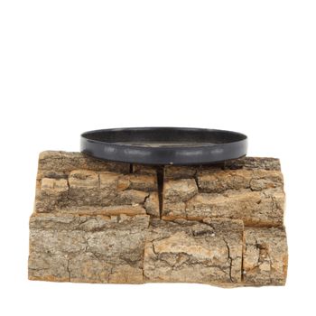 Candle holder poplar bark 12x12x7cm FSC 100% Natural
