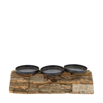 Candle holder poplar bark 28x12x8cm FSC 100% Natural