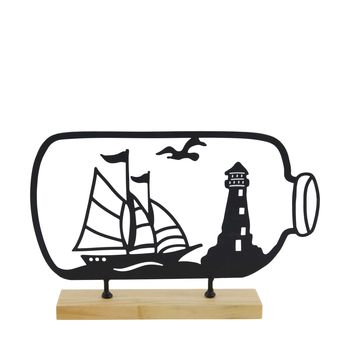 Statue pine wood 28x4.5x18cm FSC 100% Natural/Black