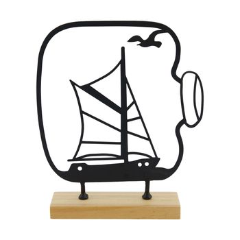 Statue pine wood 18x4.5x21cm FSC 100% Natural/Black