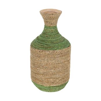 Vase seagrass / bamboo 22x22x45cm Natural/Green