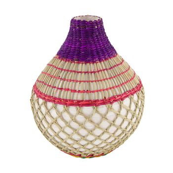 Vase seagrass / bamboo 23x23x28cm Mixed colors