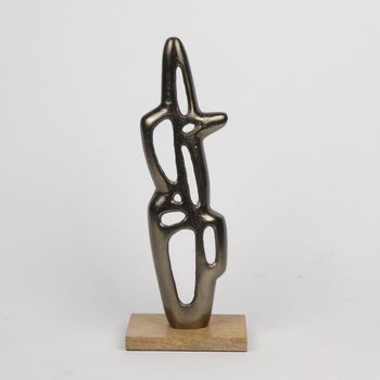 Aluminium Skulptur ''Organic'' Nickel antik 10x4x37cm auf m