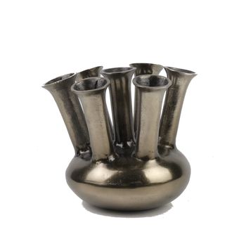 Trompete Vase Aluminium Antik Nickel 27x27x25cm
