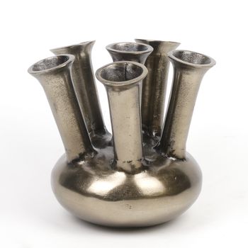 Trompete Vase Aluminium Antik Nickel 22x22x20cm