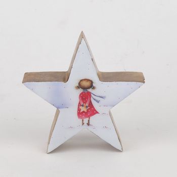 Star with print Mangowood White12x12cm