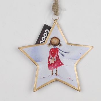 Star with print Metal Hanging 15cm