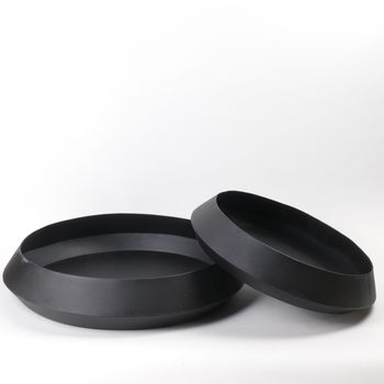 Set/2 Bowl Metal Black Texture Ø55x10cm