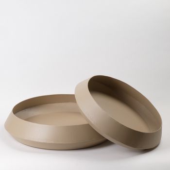 Set/2 Bowl Metal Taupe Texture Ø55x10cm