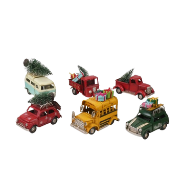 Hanger Christmas Car Small 6 assortie metal B 11x5x8cm