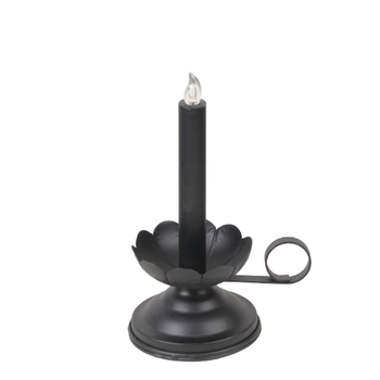 Candleholder LED  Ø11x22cm Black Matte