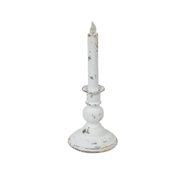 Candleholder LED  Ø11x27,5cm Antique White