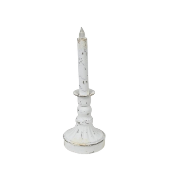 Candleholder LED  Ø9,5x28cm Antique White