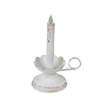 Candleholder LED  Ø11x22cm Antique White