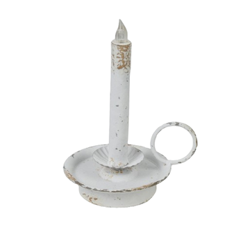 Candleholder LED  Ø12,5x21cm Antique White