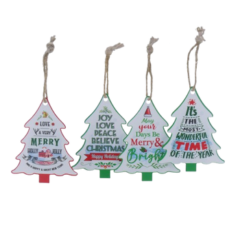 Hanger Christmas Tree Metal H12,5cm 4 assortie