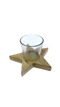 Tealight Star Mangowood H7,5cm